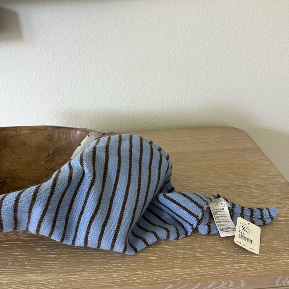NWT FREE PEOPLE Light Blue and Dark Brown Striped BANDANA/Scarf! - Picture 2 of 4